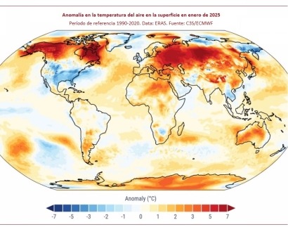 Enero de 2025, el más cálido desde que hay registros