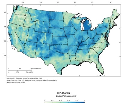 USGS Releases Map of Potential for Geologic Hydrogen in US