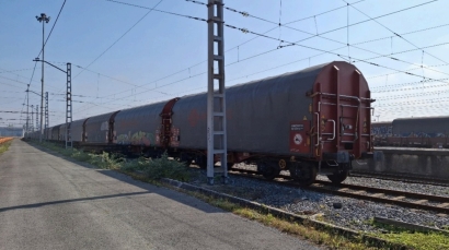 Tren de mercancías. Fuente foto: Ministerio de Transportes