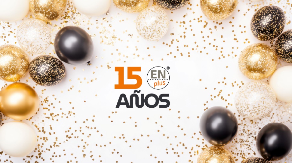 Tarjetón felicitación 15º aniversario de la creación del sello para la certificación de pellets ENplus, gestionado por el European Pellet Council. Preside el Consejo Europeo del Pellet Pablo Rodero (Avebiom)
