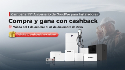 GoodWe celebra sus 15 años con una promoción de cashback para instaladores en Europa